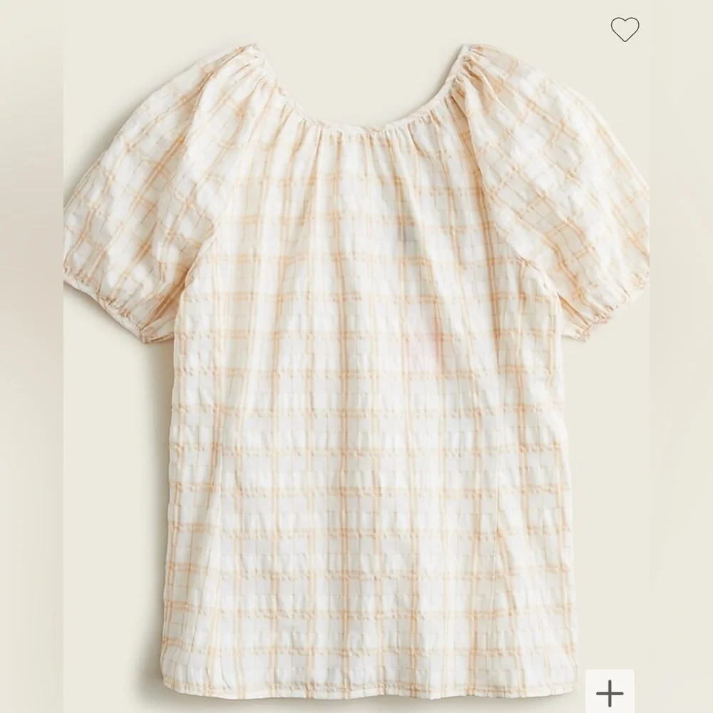 NWT - JCrew Women’s Puff Short Sleeve Top in Textured Plaid